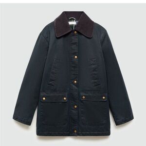 Mango girls long waxed effect parka/barn coat